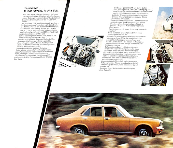 Sunbeam Avenger Car Sales Brochure German Text 1972 image 9
