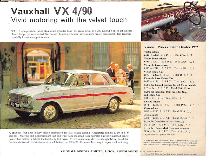Vauxhall Range Car Sales Brochure 1962 image 7