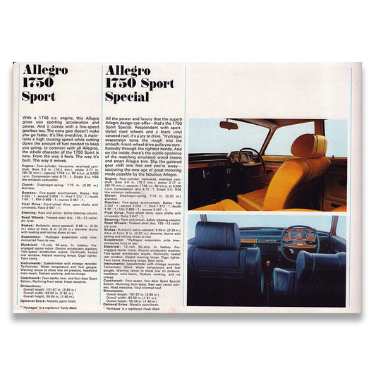 Austin Car Sales Range Brochure #3035 1975