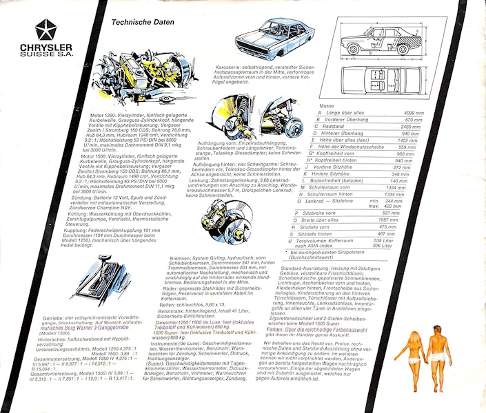 Sunbeam Avenger Car Sales Brochure German Text 1972 image 11
