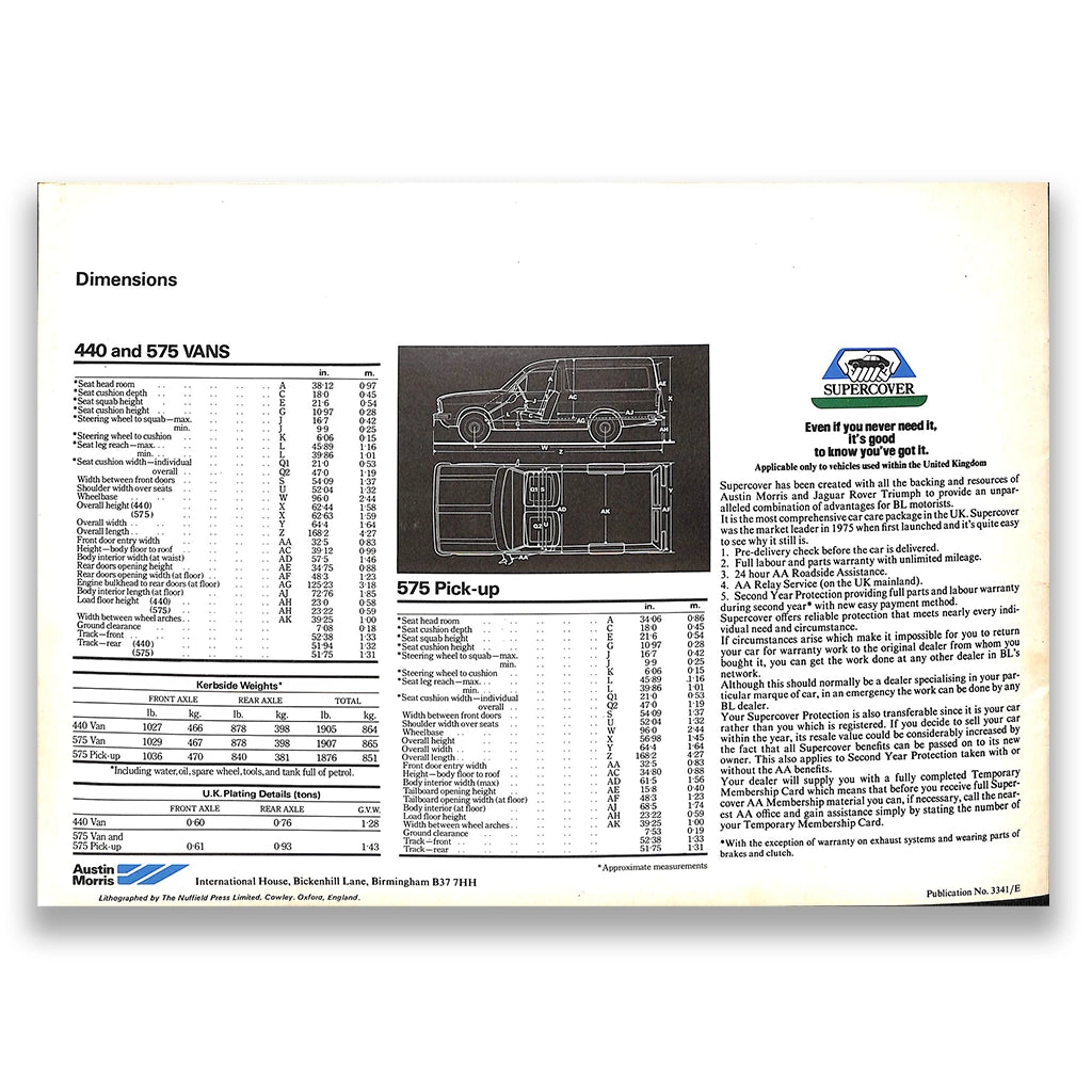 Morris Vans & Pickup Car Sales Brochure 1978 #3341E