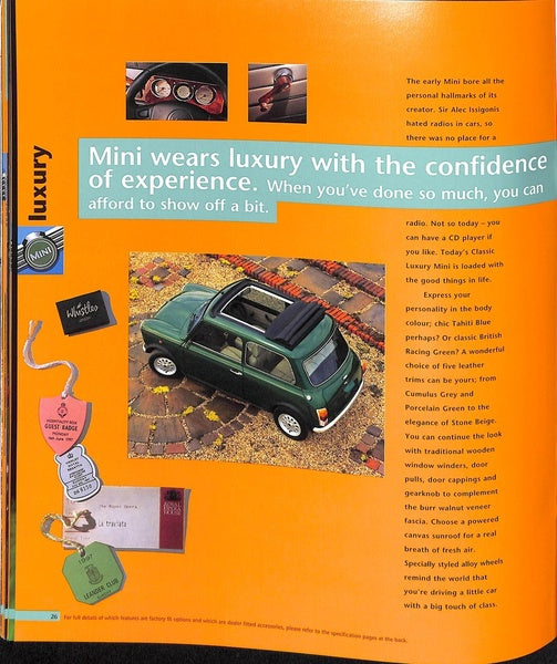 Rover Mini Range Car Sales Brochure 1996-99 #5584 1.3i & Cooper image 16
