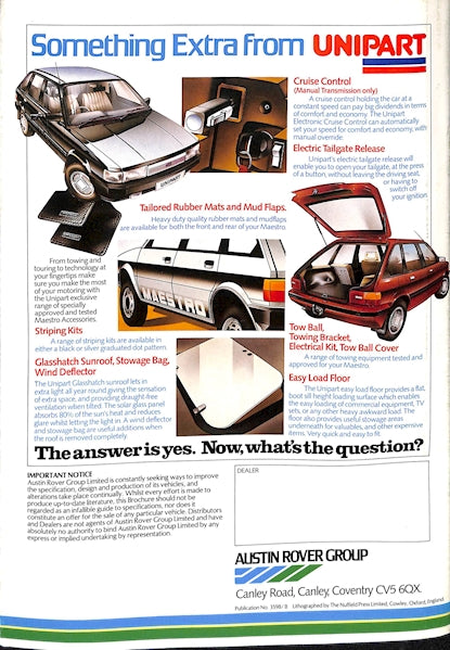 Austin Maestro Range Brochure, 1.3, 1.6, L, HLE, HLS, Vanden Plas & MG #3598 1983 image 22