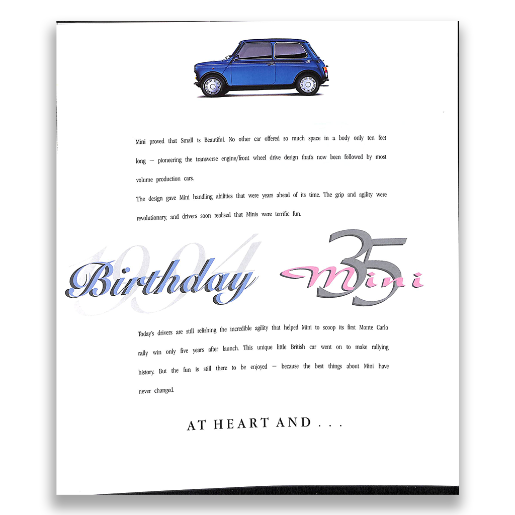 Rover Mini 35 Car Sales Brochure 1994 #4577