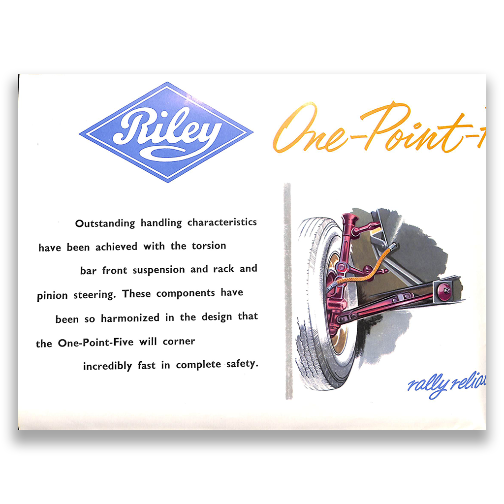 Riley 1.5 Foldout Car Sales Brochure, #6376 1957