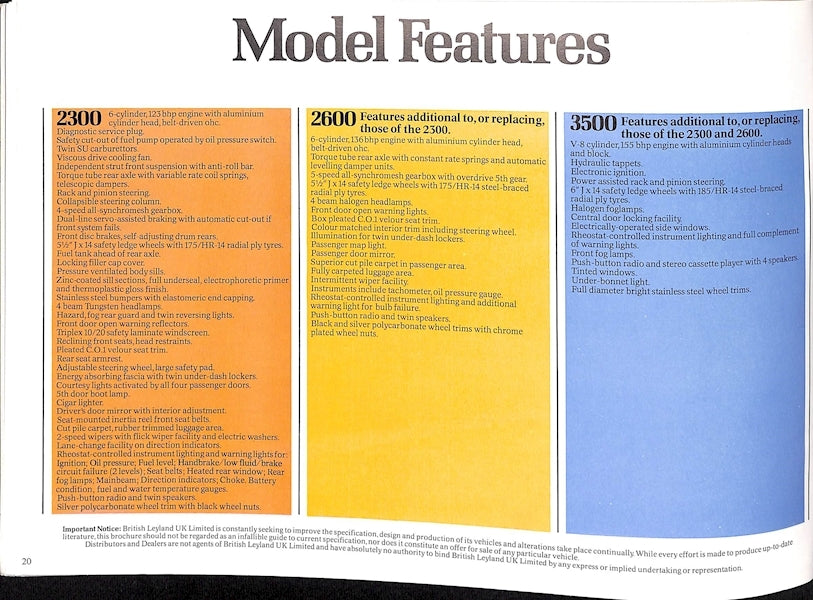 Rover SD1 Brochure #3255A 1977 image 13
