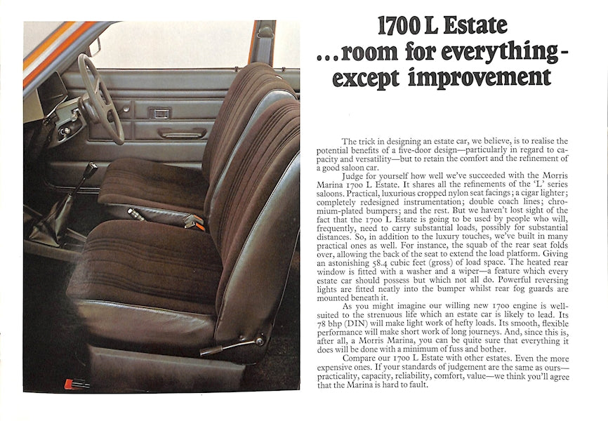 Morris Marina 3 Car Sales Brochure 3327 1978 image 6