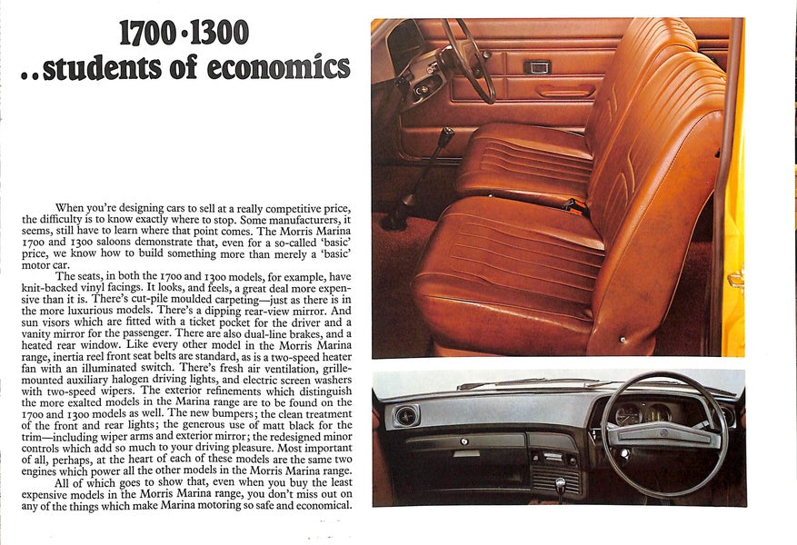 Morris Marina 3 Car Sales Brochure 3327 1978 image 10