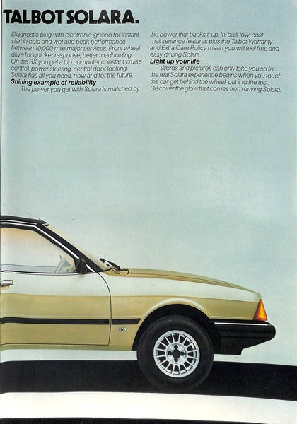 Talbot Solara Car Sales Brochure 1980 #C9596 image 2