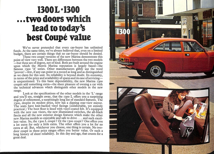 Morris Marina 3 Car Sales Brochure 3327 1978 image 7