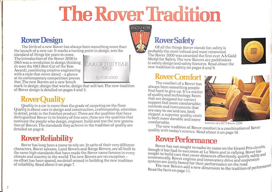 Rover SD1 Brochure #3255A 1977 image 1