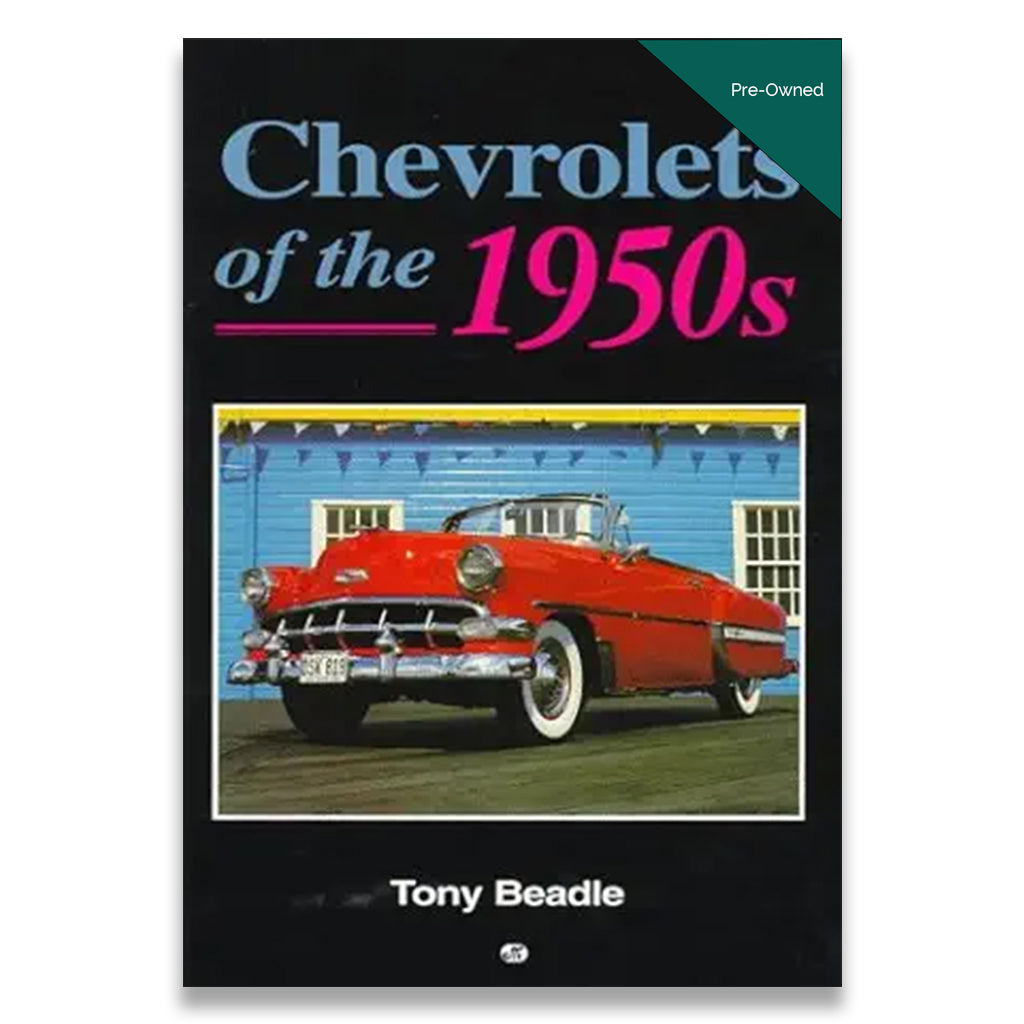 Book cover of 'Chevrolets of the 1950s' by Tony Beadle featuring a red car.