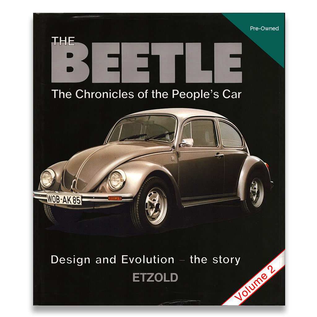 Book cover of 'The Beetle: The Chronicles of the People's Car' with a vintage car illustration.