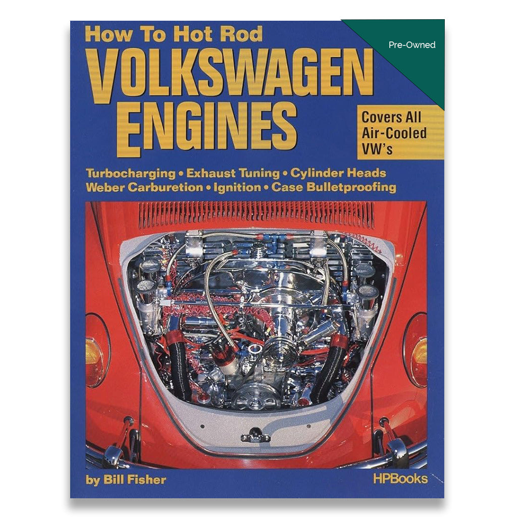 Book cover of 'How To Hot Rod Volkswagen Engines' with a red engine on a blue background