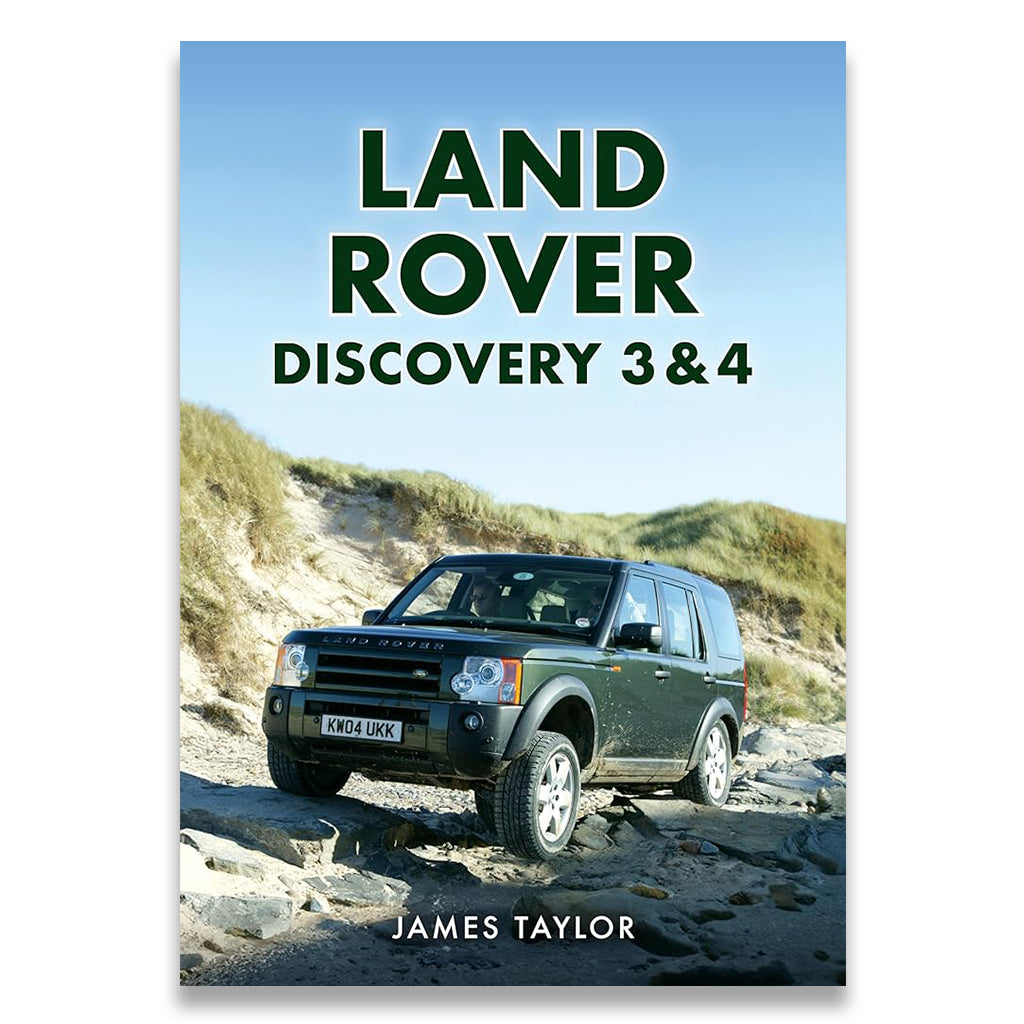 Book cover of 'Land Rover Discovery 3 & 4' by James Taylor with a Land Rover on a beach.