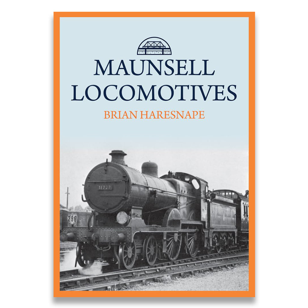 Book cover of 'Maunsell Locomotives' with a steam locomotive on a light blue background