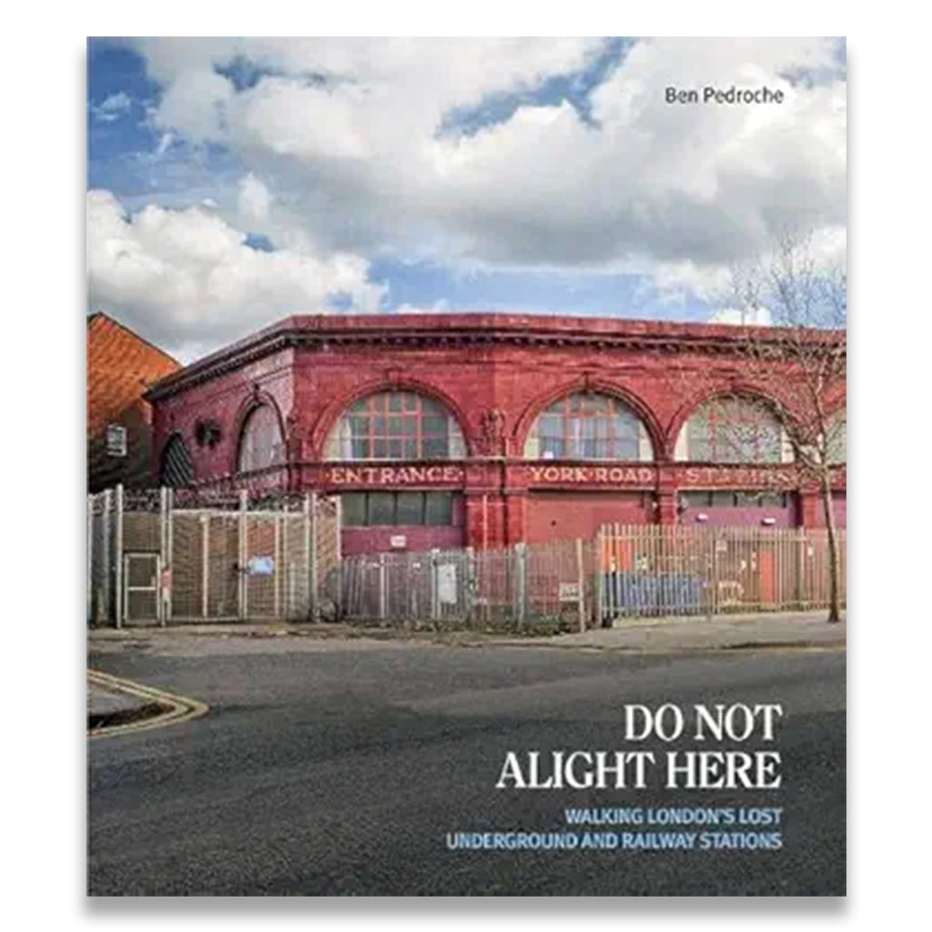 Book cover with a red brick building and 'Do Not Alight Here' text
