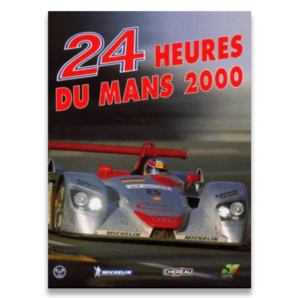 Book cover of '24 Heures du Mans 2000' with a race car and event name.