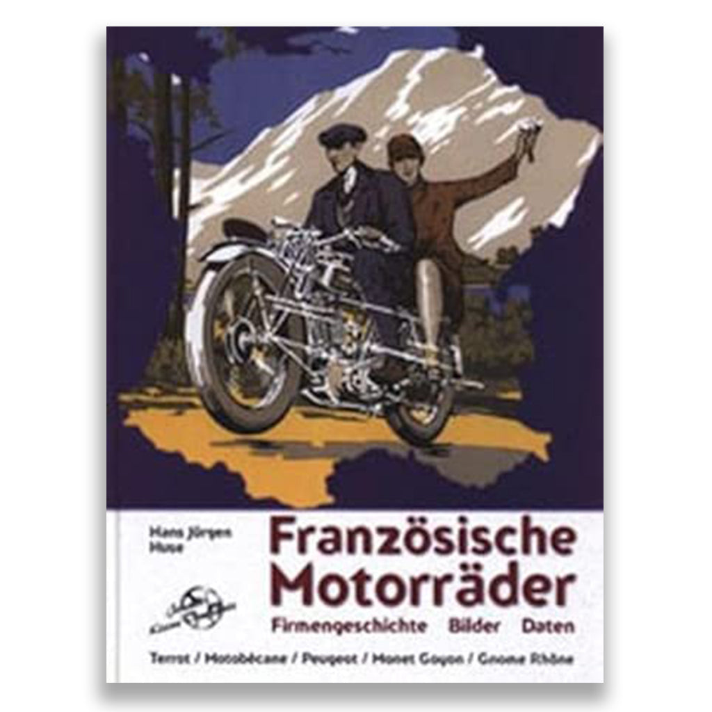 Book cover with illustration of two people on a motorcycle against a mountainous background