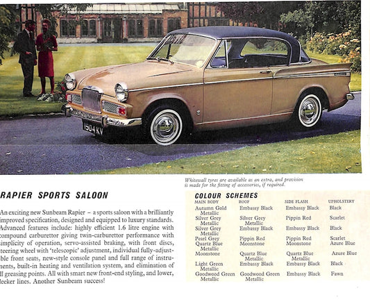 Sunbeam Car Sales Range Brochure 1010 H 1964 image 1