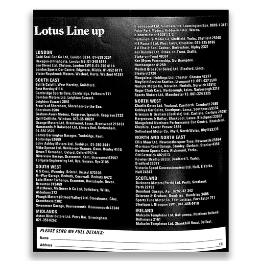 Lotus Europa Special Car Sales Brochure 1972