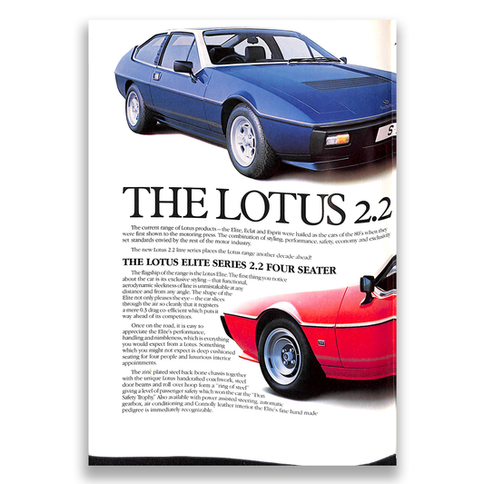 Lotus Elite, Eclat, Esprit Car Sales Brochure 1981