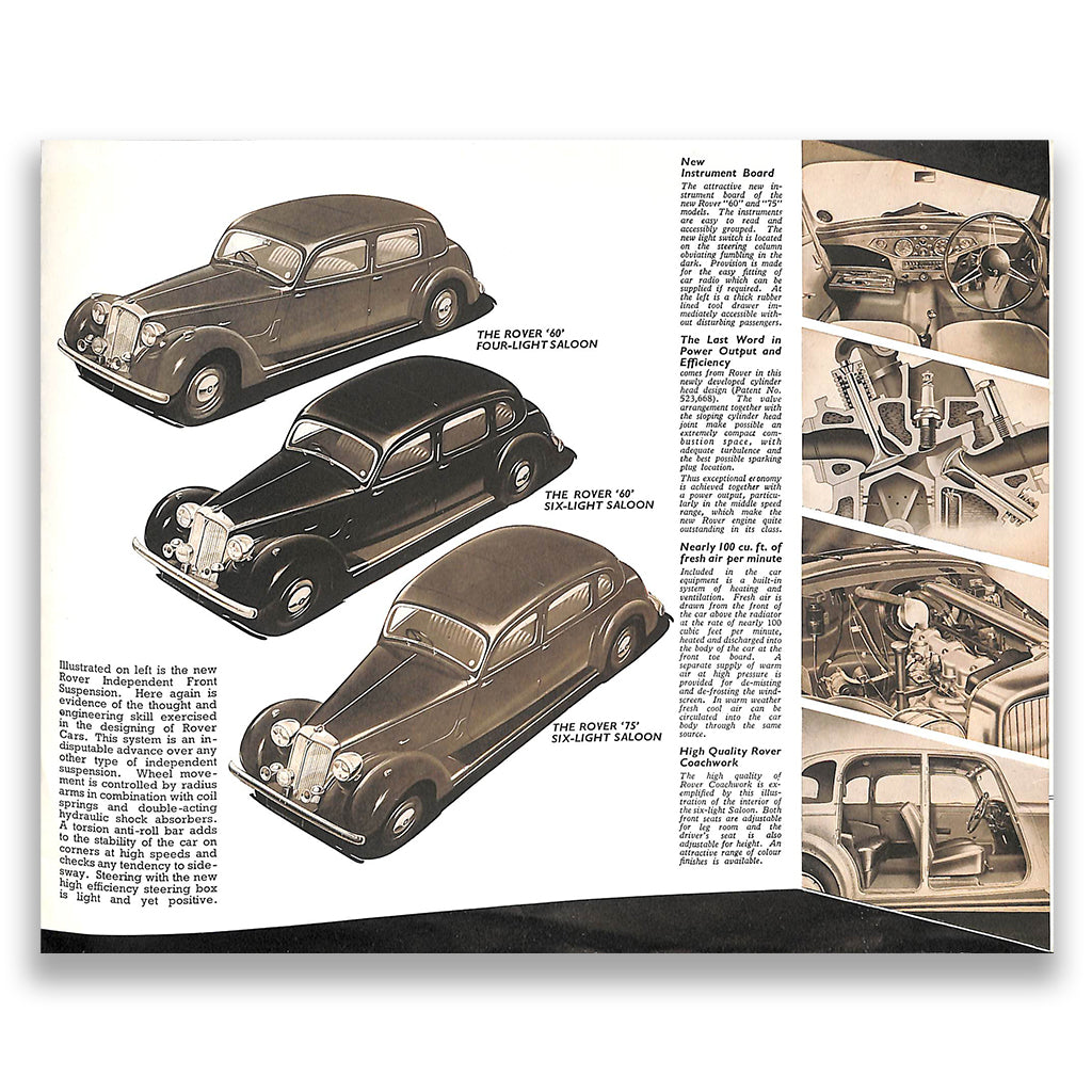 Rover 60 and 75 'Four-Light' Car Sales Brochure 1948