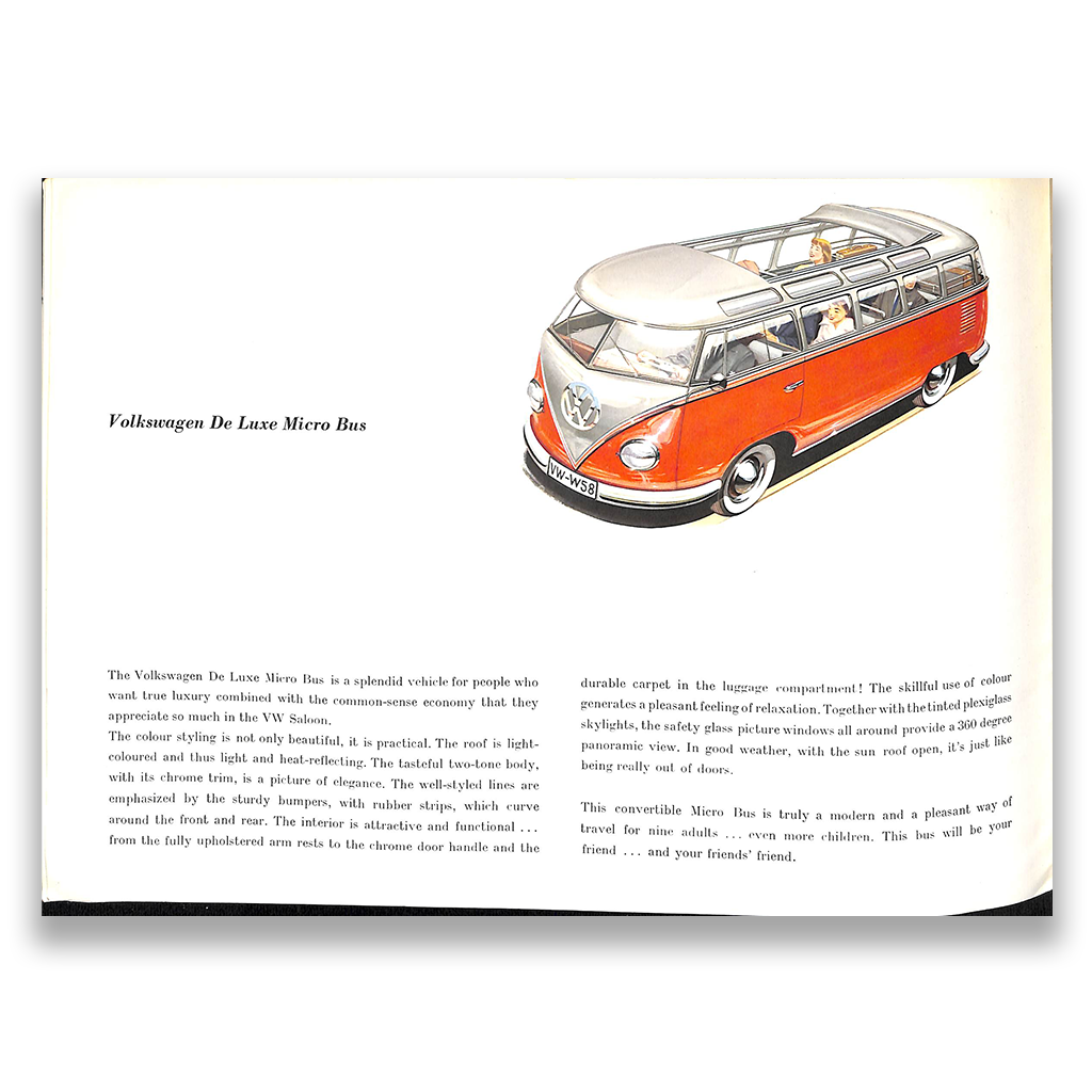 Volkswagen Microbus Car Sales Brochure 1958 #W 2/75/8.58E