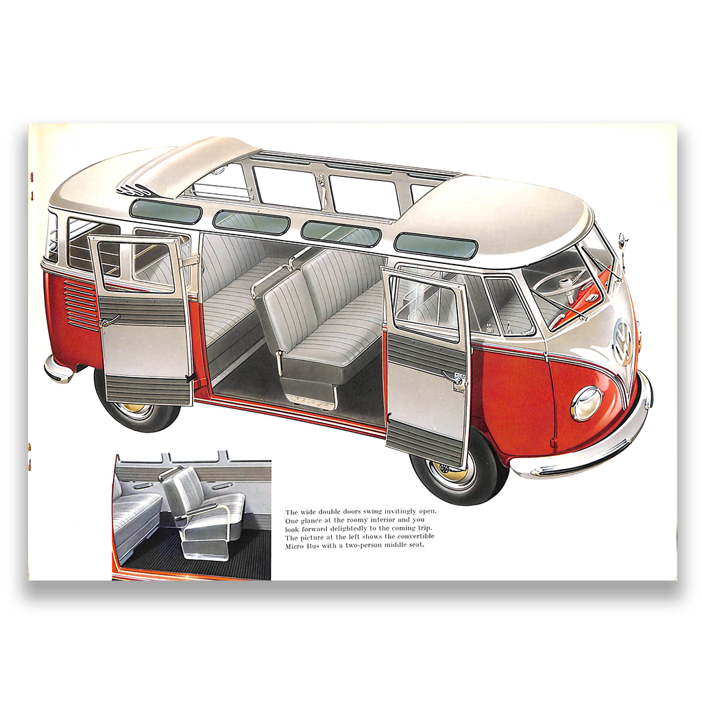 Volkswagen Microbus Car Sales Brochure 1958 #W 2/75/8.58E