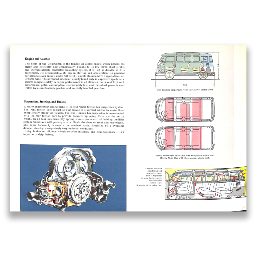 Volkswagen Microbus Car Sales Brochure 1958 #W 2/75/8.58E
