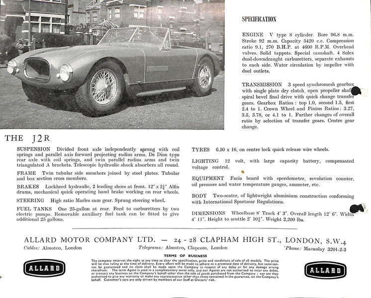 Allard Cars Range Brochure 1956 image 3