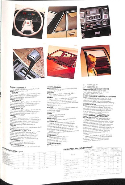 Talbot Solara Car Sales Brochure 1980 #C9596 image 14