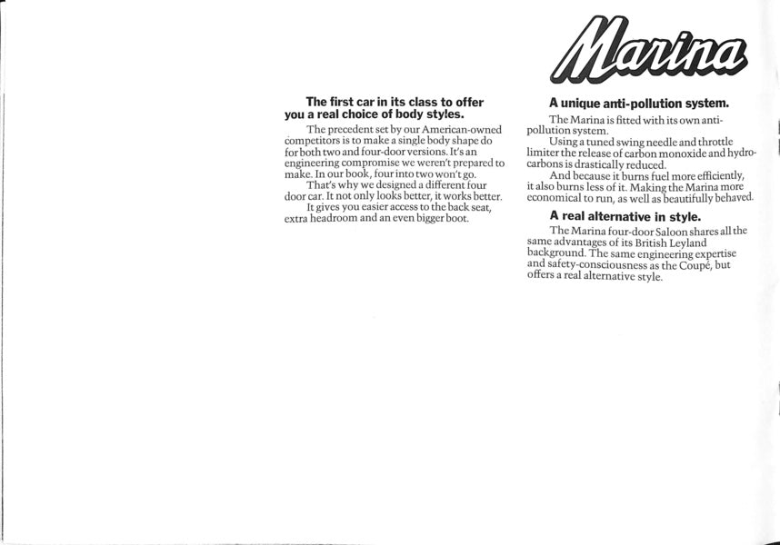 Morris Marina Car Sales Brochure 2824 1972 image 7