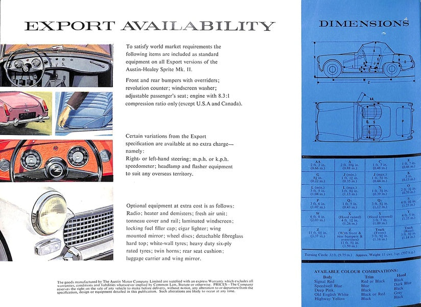 Austin Healey Sprite MkII Car Sales Brochure 1962 #1995 image 9
