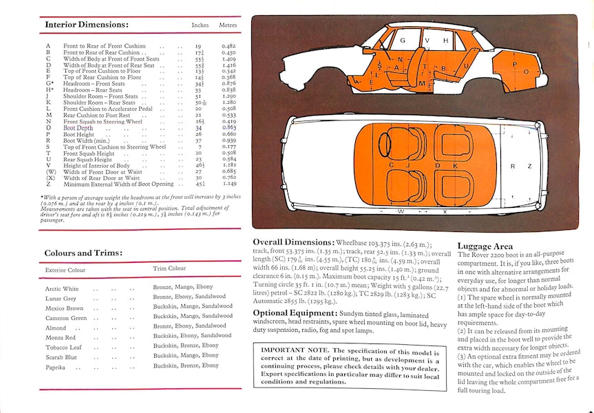 1974 Rover 2200 Brochure image 13