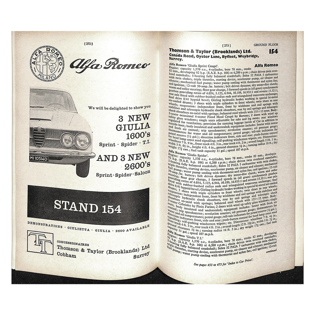 Earls Court Motor Show Guide 1962