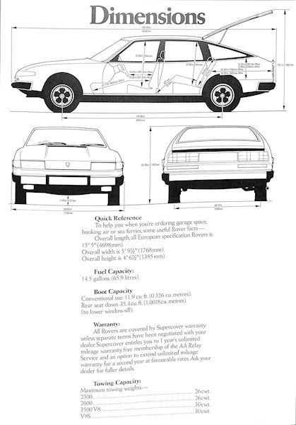 Rover SD1 Range Car Sales Brochure, 2300, 2600, 3500 V8, V8-S #3458 1980 image 8