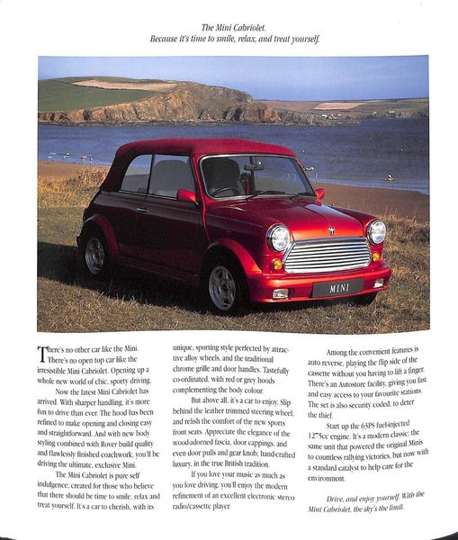 Rover Mini Cabriolet Car Sales Brochure 1992 #4404 image 5