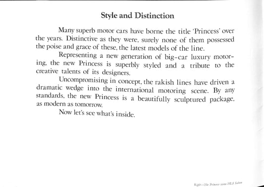 Princess Range Brochure, 1800, 1800HL, 2200HL & 2200HLS #3153/E 1977 image 1