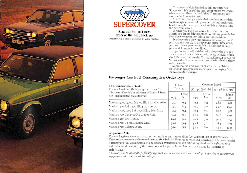 Morris Marina 3 Car Sales Brochure 3327 1978 image 16