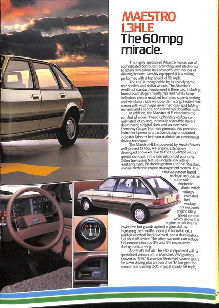 Austin Maestro Range Brochure, 1.3, 1.6, L, HLE, HLS, Vanden Plas &amp; MG #3598 1983 image 8