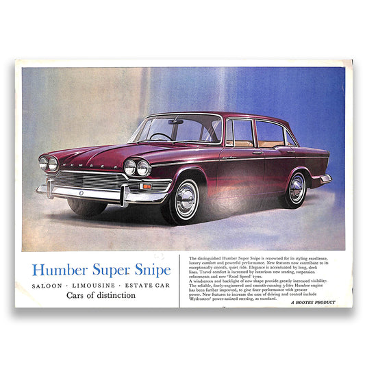 Humber Super Snipe Car Sales Brochure, #1102/H 1965