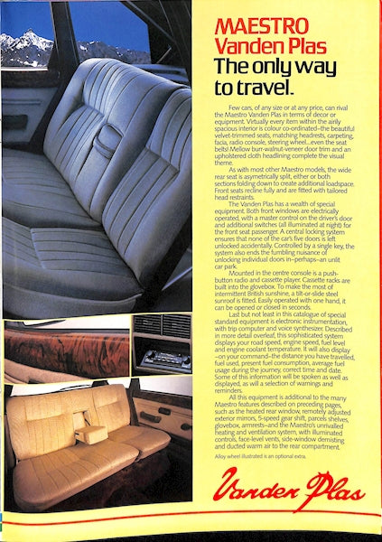Austin Maestro Range Brochure, 1.3, 1.6, L, HLE, HLS, Vanden Plas &amp; MG #3598 1983 image 14