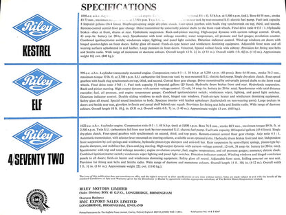 Riley Car Sales Range Brochure #6567 1972 image 3