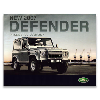 Land Rover Defender Car Sales Brochure and Price List #2505/07 2007