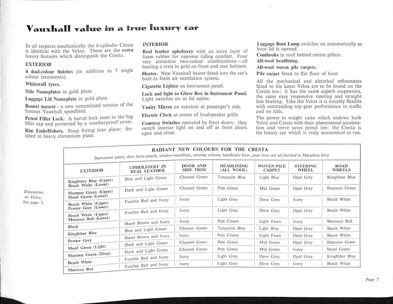 Vauxhall Wyvern, Velox &amp; Cresta Car Sales Brochure, #V1008 1954 image 6