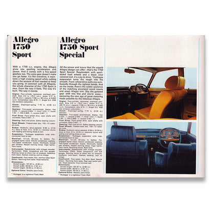 Austin Car Sales Range Brochure #3035 1975