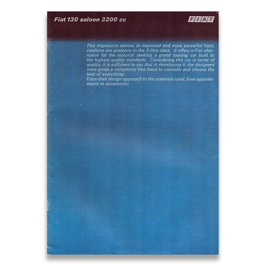 Fiat 130 Saloon Car Sales Brochure #3333 1972