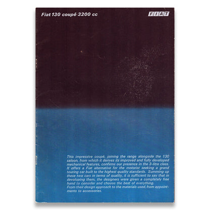 Fiat 130 Coupe Car Sales Brochure #3334 1972