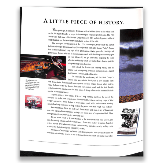 Rover Mini Cooper Car Sales Brochure 1994 #4563